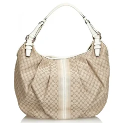 Céline Vintage - Macadam Jacquard Hobo Bag - Brown Beige - Leather and Fabric Handbag - Luxury High Quality - Avvenice