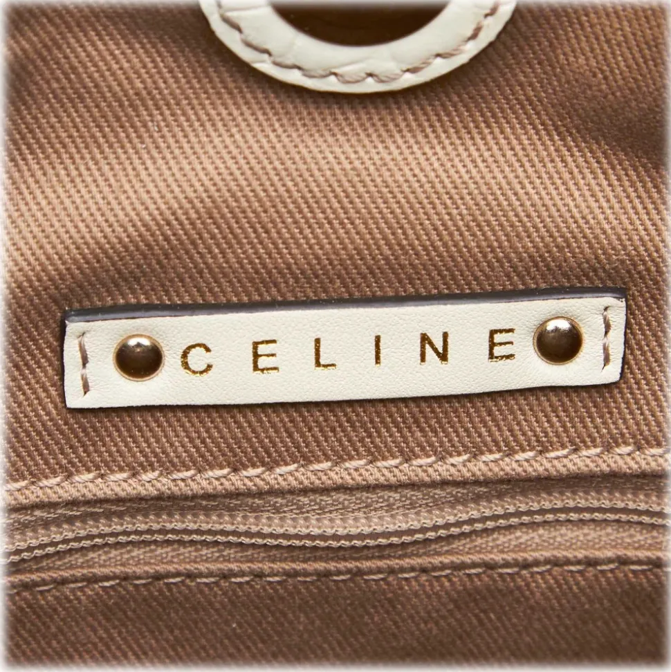 Céline Vintage - Macadam Jacquard Hobo Bag - Brown Beige - Leather and Fabric Handbag - Luxury High Quality - Avvenice