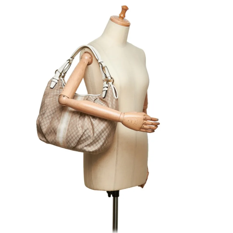 Céline Vintage - Macadam Jacquard Hobo Bag - Brown Beige - Leather and Fabric Handbag - Luxury High Quality - Avvenice