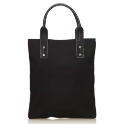 Céline Vintage - Macadam Jacquard Tote Bag - Black - Leather and Fabric Handbag - Luxury High Quality - Avvenice