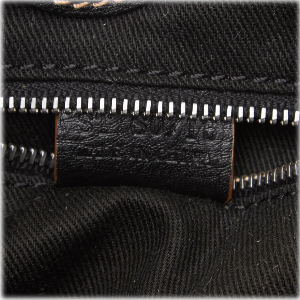 Céline Vintage - Macadam Jacquard Tote Bag - Black - Leather and Fabric Handbag - Luxury High Quality - Avvenice