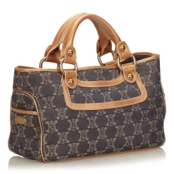 Céline Vintage - Macadam Jacquard Boogie Bag - Blue Navy - Leather and Fabric Handbag - Luxury High Quality - Avvenice