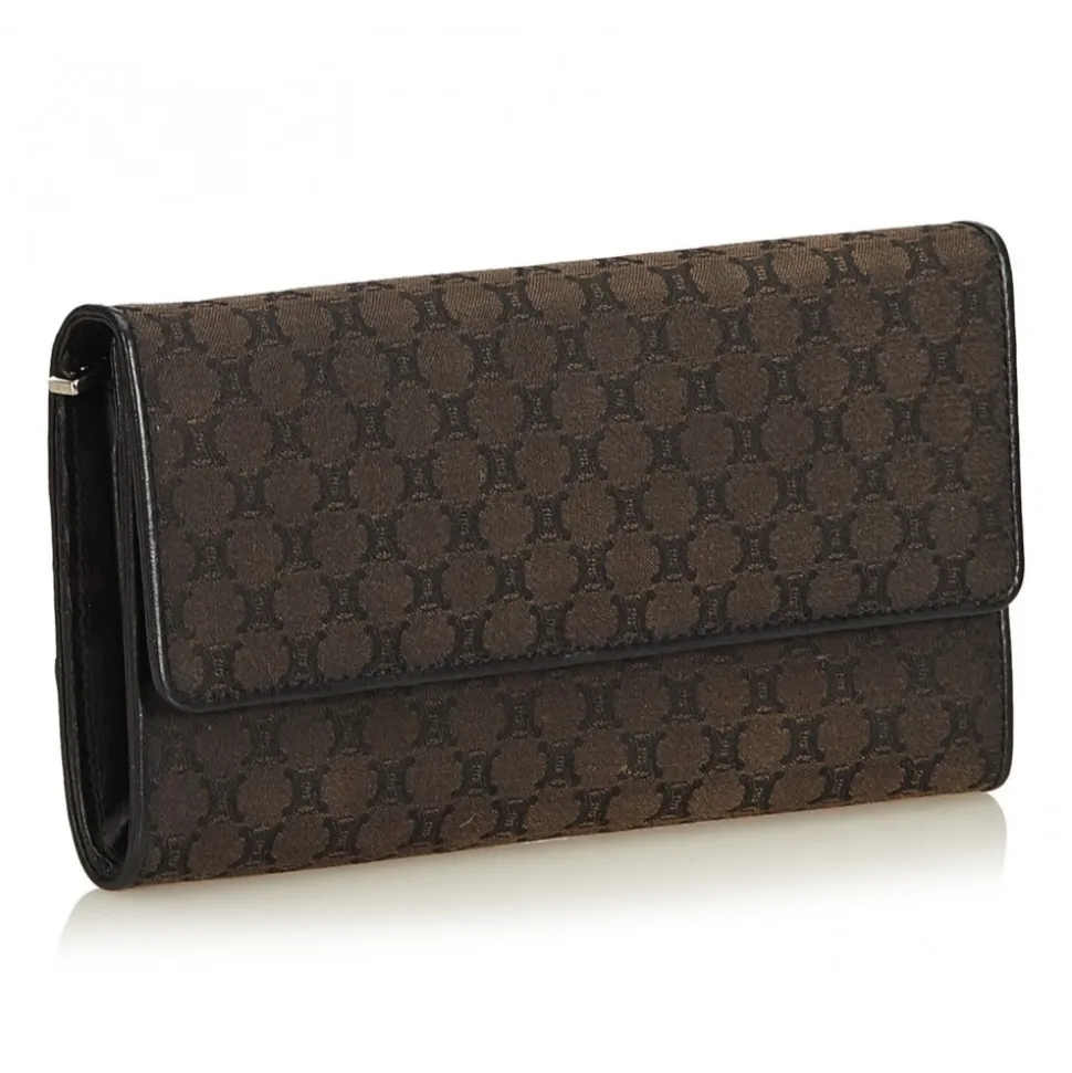 Céline Vintage - Macadam Jacquard Long Wallet - Brown - Leather Wallet - Luxury High Quality - Avvenice