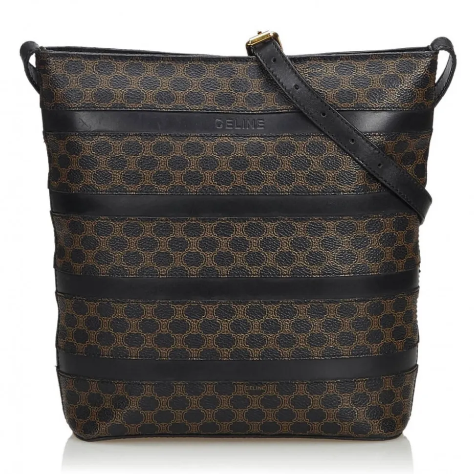 Céline Vintage - Macadam Shoulder Bag - Black Brown - Leather Handbag - Luxury High Quality - Avvenice