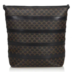 Céline Vintage - Macadam Shoulder Bag - Black Brown - Leather Handbag - Luxury High Quality - Avvenice