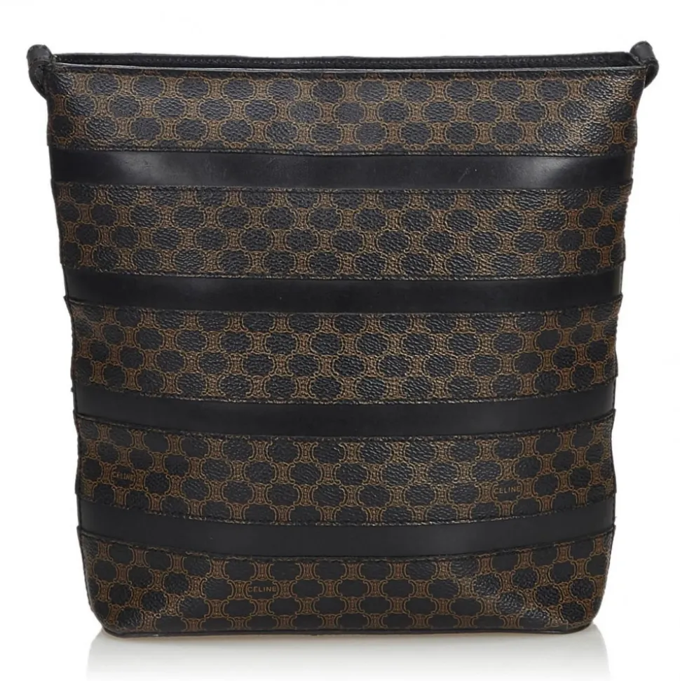 Céline Vintage - Macadam Shoulder Bag - Black Brown - Leather Handbag - Luxury High Quality - Avvenice