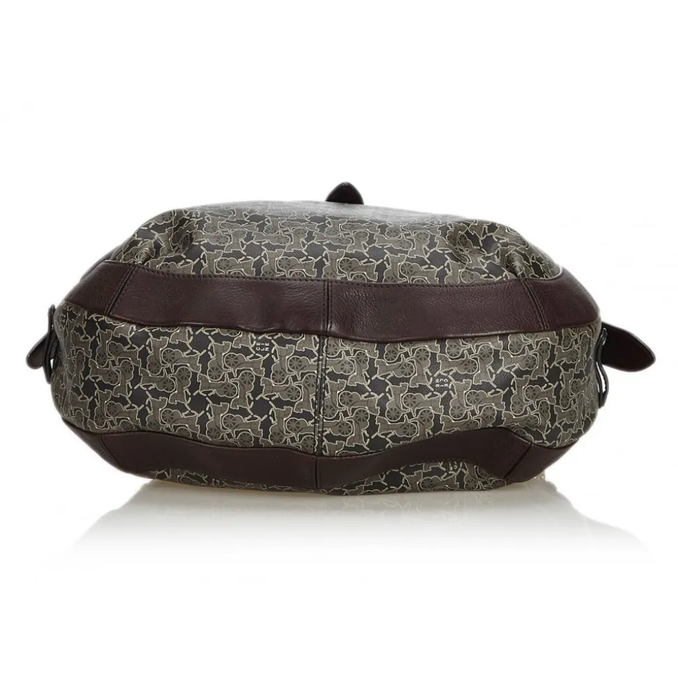 Céline Vintage - Macadam Shoulder Bag - Grey & Dark Grey - Leather & PVC Handbag - Luxury High Quality - Avvenice