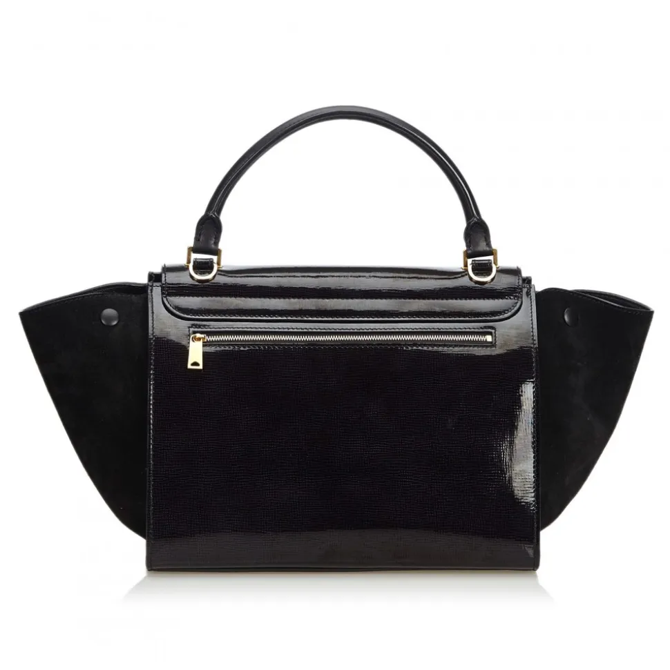 Céline Vintage - Patent Leather Trapeze Satchel Bag - Black - Patent Leather Handbag - Luxury High Quality - Avvenice