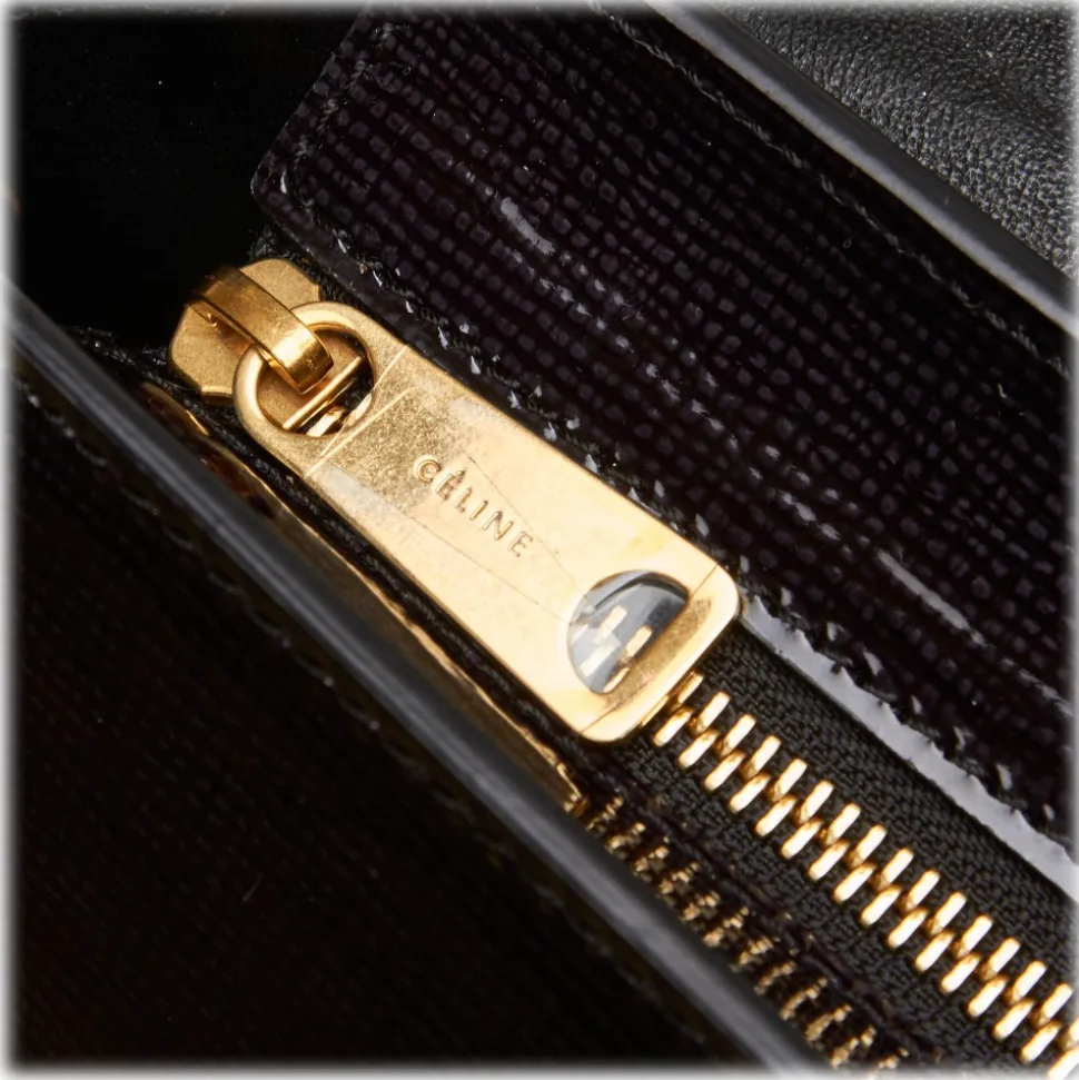 Céline Vintage - Patent Leather Trapeze Satchel Bag - Black - Patent Leather Handbag - Luxury High Quality - Avvenice