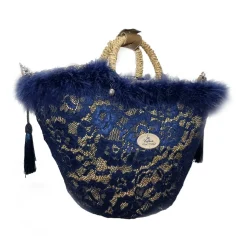 Coffarte - Medium Aisha Coffa in Winter Gray Lace - Sicilian Artisan Handbag - Sicilian Coffa - Luxury High Quality Handicraft - Avvenice