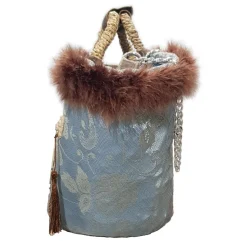 Coffarte - Medium Aisha Coffa in Winter Gray Lace - Sicilian Artisan Handbag - Sicilian Coffa - Luxury High Quality Handicraft - Avvenice