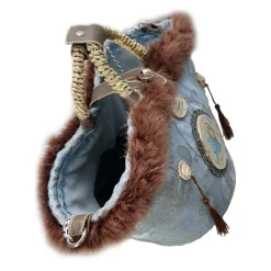 Coffarte - Medium Aisha Coffa in Winter Gray Lace - Sicilian Artisan Handbag - Sicilian Coffa - Luxury High Quality Handicraft - Avvenice