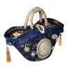 Coffarte - Medium Blue Cameo Coffa - Sicilian Artisan Handbag - Sicilian Coffa - Luxury High Quality Handicraft Bag - Avvenice