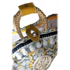 Coffarte - Medium Majolica Coffa - Sicilian Artisan Handbag - Sicilian Coffa - Luxury High Quality Handicraft Bag - Avvenice