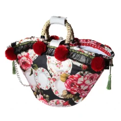 Coffarte - Medium Plates and Roses Coffa - Sicilian Artisan Handbag - Sicilian Coffa - Luxury High Quality Handicraft Bag - Avvenice