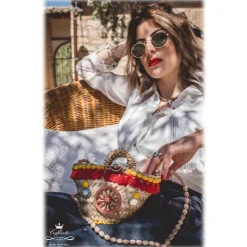 Coffarte - Pochette Cart Wheel Coffa - Jewelry - Sicilian Artisan Handbag - Sicilian Coffa - Luxury High Quality Handicraft Bag - Avvenice
