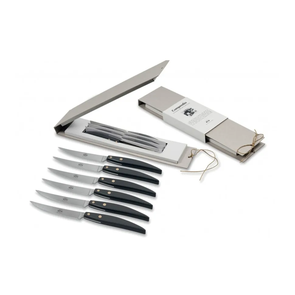 Coltellerie Berti - 1895 - Polychrome 6 Table Knives - N. 8064 - Exclusive Artisan Knives - Handmade in Italy - Avvenice