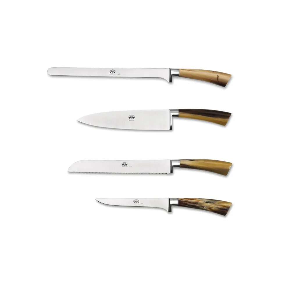 Coltellerie Berti - 1895 - Set of Four Kitchen Knives - N. 2730 - Exclusive Artisan Knives - Handmade in Italy - Avvenice