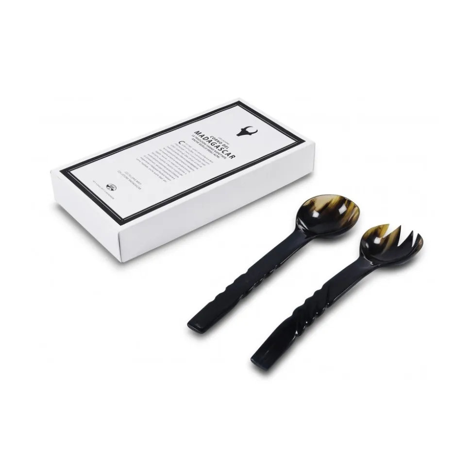 Corno del Madagascar by Coltellerie Berti 1895 - Salad Cutlery - N. 6001 - Zebu Horn - Handmade Exclusive Artisan Accessories - Avvenice