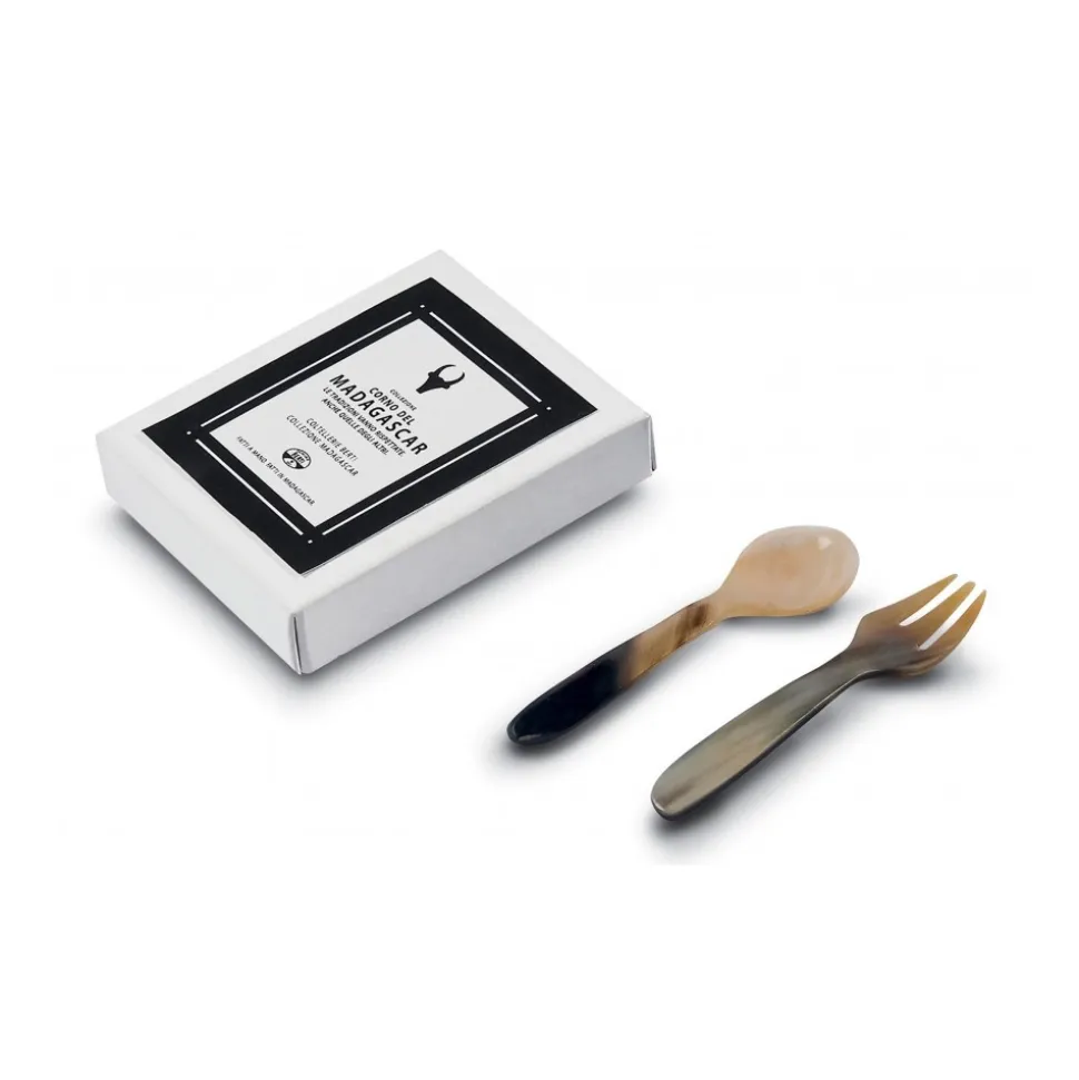 Corno del Madagascar by Coltellerie Berti 1895 - Spoon Cutlery - N. 6016 - Zebu Horn - Handmade Exclusive Artisan Accessories - Avvenice