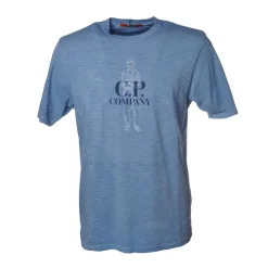 C.P. Company - Cotton T-Shirt with Print - Light Blue - Luxury Exclusive Collection - Avvenice