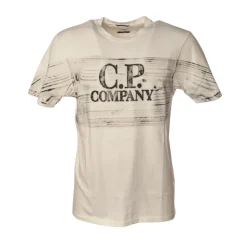 C.P. Company - Crewneck T-Shirt with Front Print - Black and White - Luxury Exclusive Collection - Avvenice