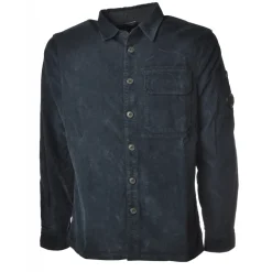 C.P. Company - Shirt With Front Pocket and Logo - Blue - Shirts - Luxury Exclusive Collection - Avvenice