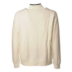 C.P. Company - Sweatshirt with Front Zip Closure and Snap Buttons - Cream - Luxury Exclusive Collection - Avvenice