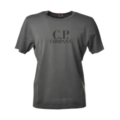 C.P. Company - T-Shirt with Written Logo - Gray - Sweater - Luxury Exclusive Collection - Avvenice
