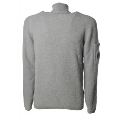 C.P. Company - Turtleneck with Logo on Left Sleeve - Pearl Gray - Sweater - Luxury Exclusive Collection - Avvenice