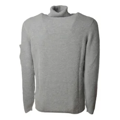 C.P. Company - Turtleneck with Logo on Left Sleeve - Pearl Gray - Sweater - Luxury Exclusive Collection - Avvenice