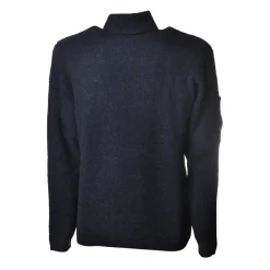 C.P. Company - Turtleneck with Logo on Left Sleeve - Blue - Sweater - Luxury Exclusive Collection - Avvenice
