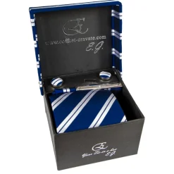 Cravates E.G. - Double Strip Tie - Midnight Blue - Avvenice