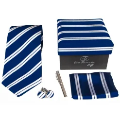 Cravates E.G. - Double Strip Tie - Midnight Blue - Avvenice