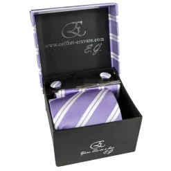 Cravates E.G. - Double Strip Tie - Lilac - Avvenice