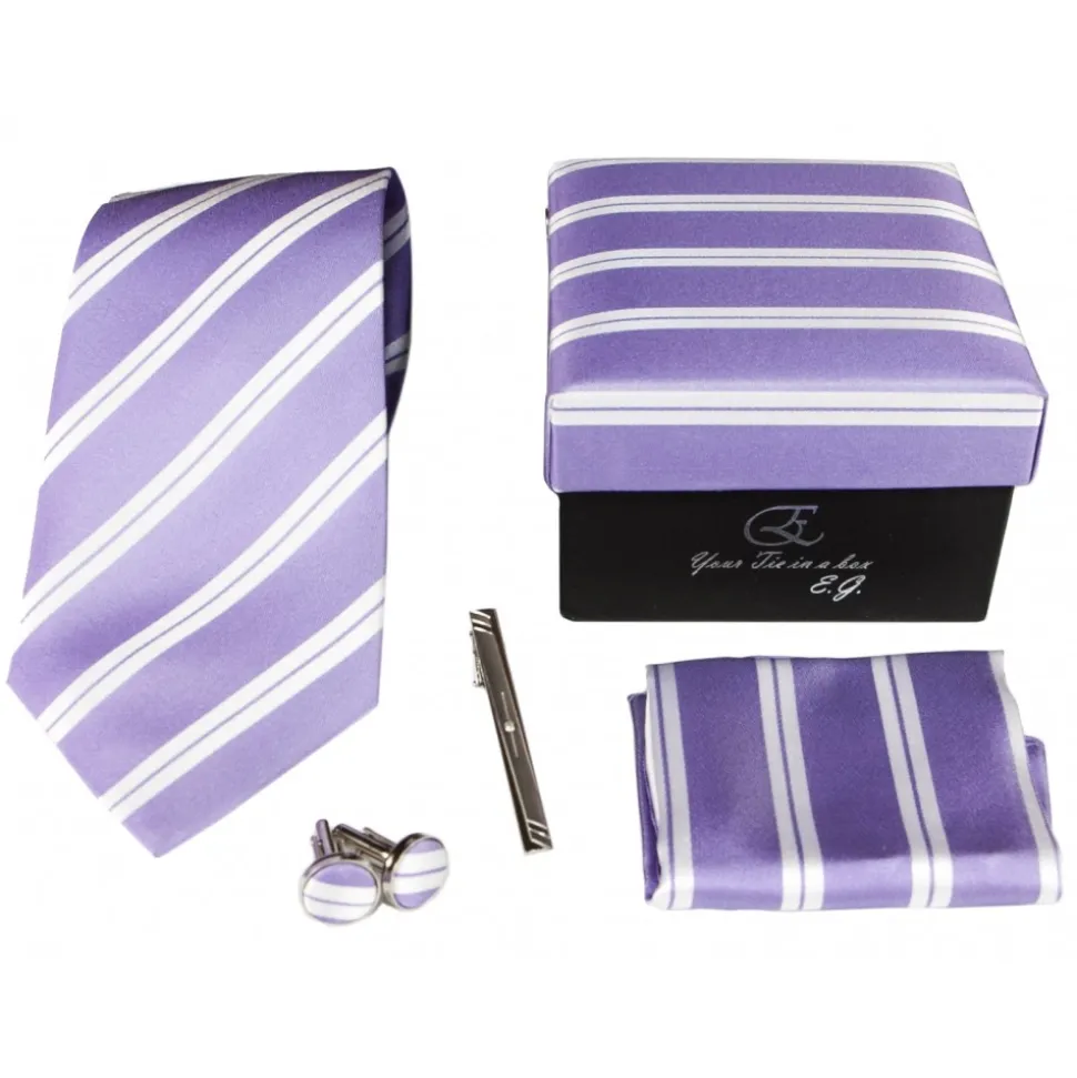 Cravates E.G. - Double Strip Tie - Lilac - Avvenice