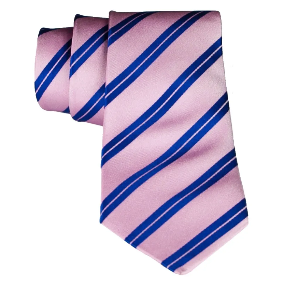 Cravates E.G. - Double Strip Tie - Mix of Persian Rose and Klein Blue - Avvenice