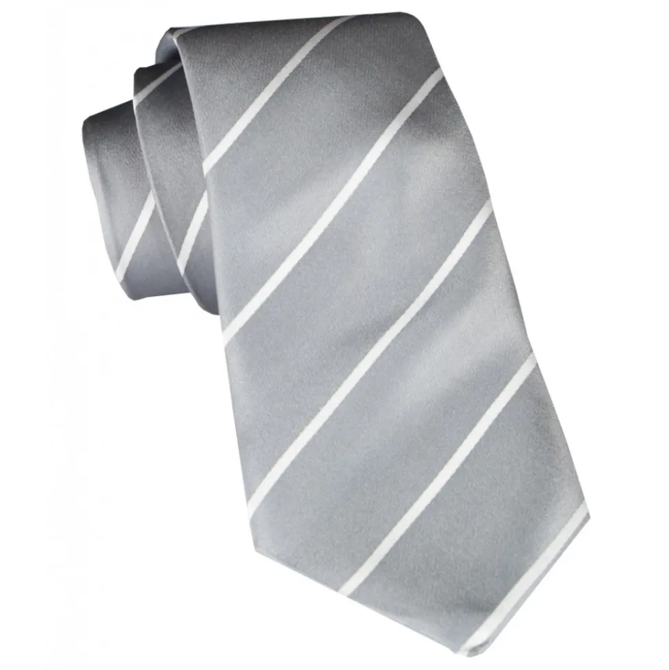 Cravates E.G. - Single Stripe Tie - Ice Gray - Avvenice