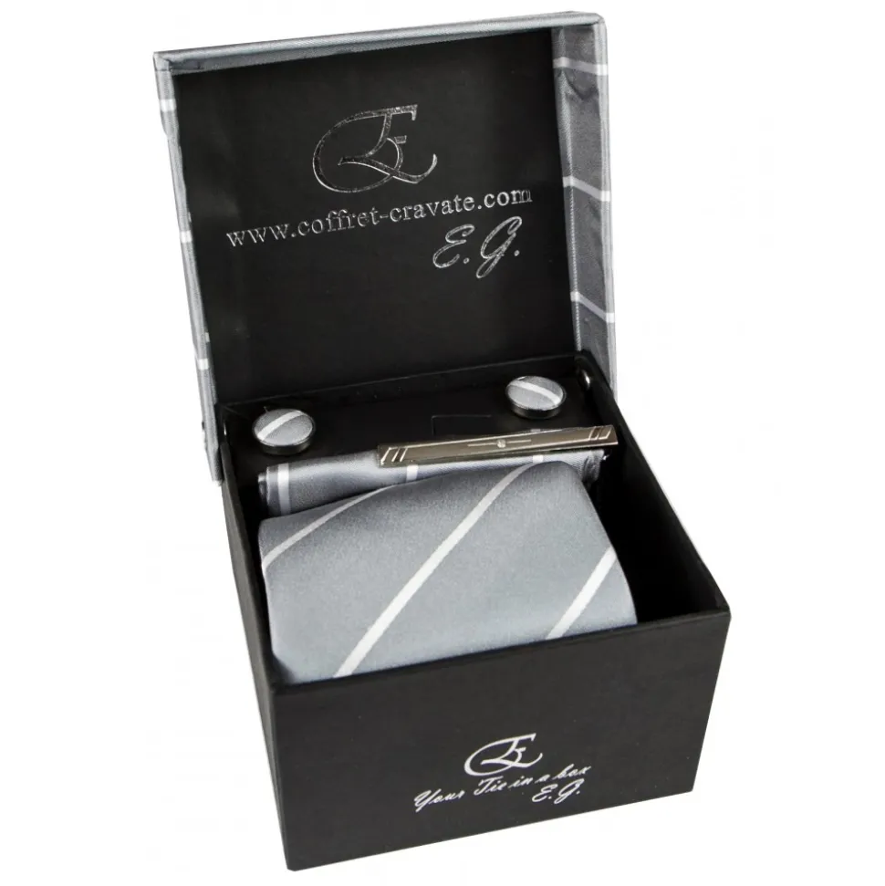 Cravates E.G. - Single Stripe Tie - Ice Gray - Avvenice