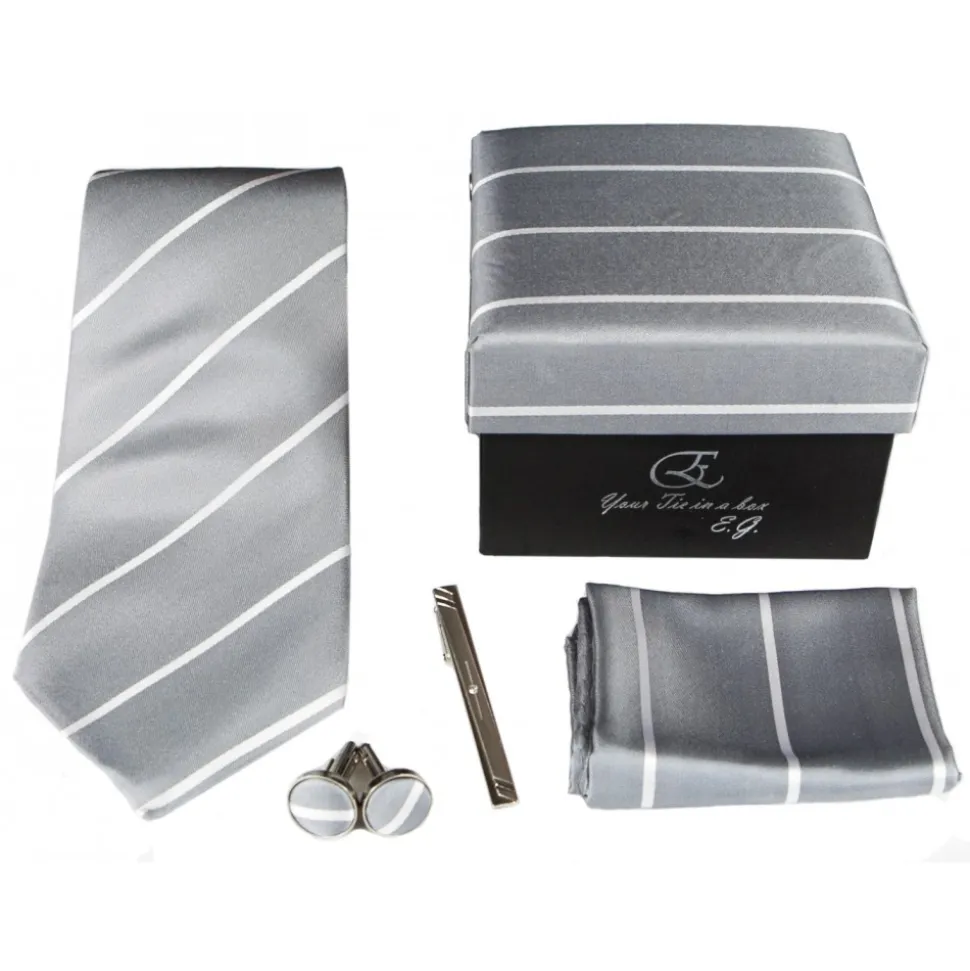 Cravates E.G. - Single Stripe Tie - Ice Gray - Avvenice