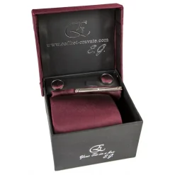 Cravates E.G. - Solid Satin Tie - Burgundy - Avvenice