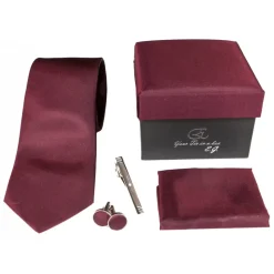 Cravates E.G. - Solid Satin Tie - Burgundy - Avvenice