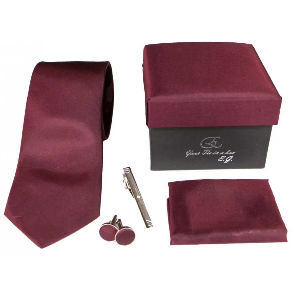 Cravates E.G. - Solid Satin Tie - Burgundy - Avvenice