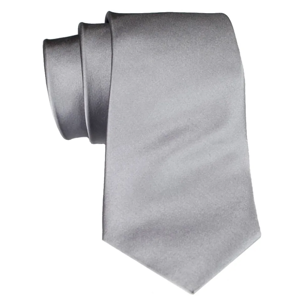 Cravates E.G. - Solid Satin Tie - Ice Gray - Avvenice