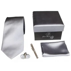 Cravates E.G. - Solid Satin Tie - Ice Gray - Avvenice