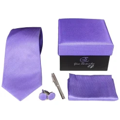 Cravates E.G. - Solid Square Pattern Tie - Violet - Avvenice