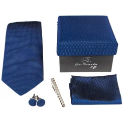 Cravates E.G. - Solid Square Pattern Tie - Midnight Blue - Avvenice