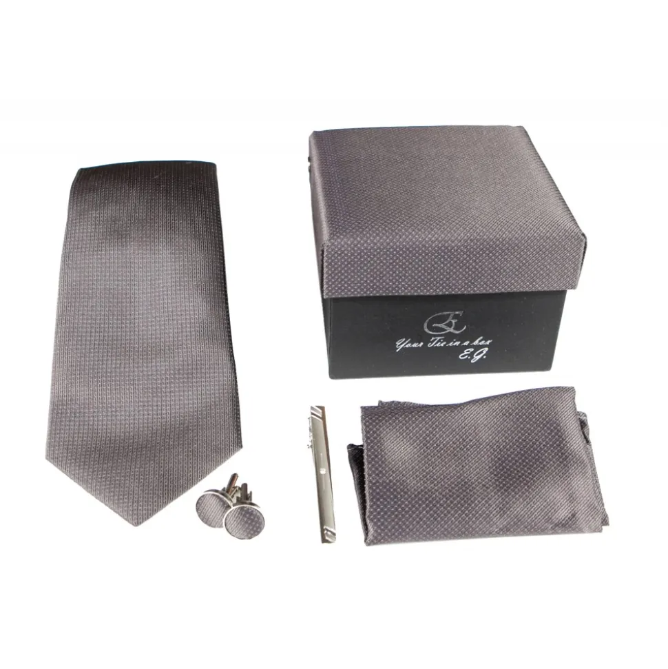 Cravates E.G. - Solid Square Pattern Tie - Dark Brown Maduro Colorado - Avvenice