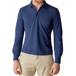 Cruna - Cannes Long Sleeves Polo - 573 - Navy - Handmade in Italy - Luxury High Quality Sweatshirt - Avvenice