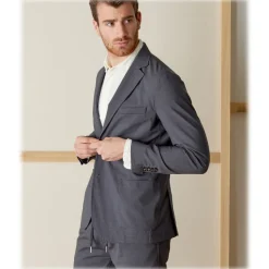 Cruna - Chelsea Fresh Wool Jacket - 560 - Medium Grey - Handmade in Italy - Luxury High Quality Jacket - Avvenice